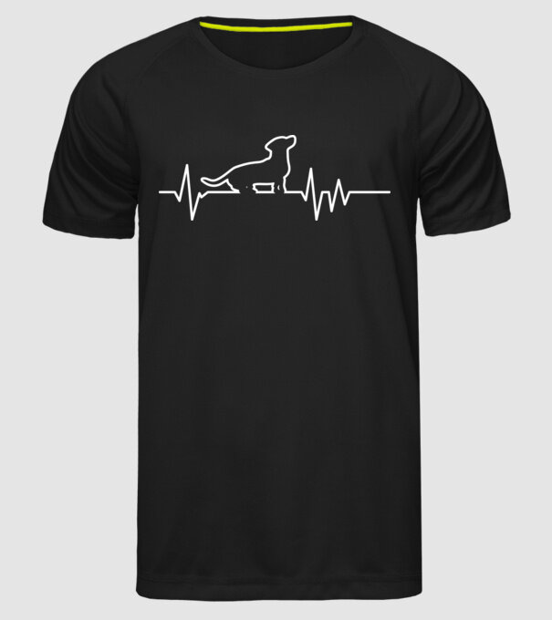 Heartbeat line Teckel model negru pe tricou