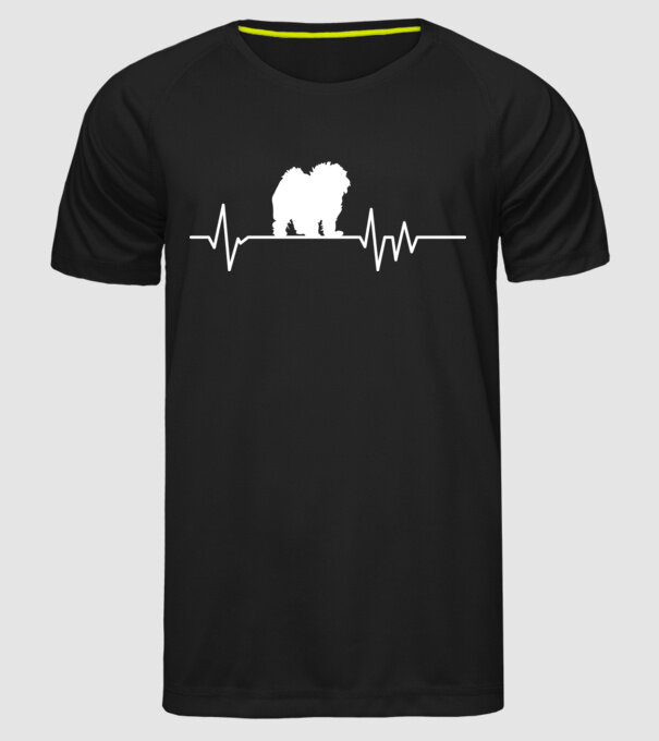 Heartbeat silueta Bolognese model negru pe tricou