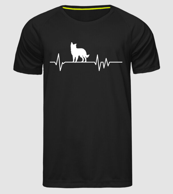 Heartbeat silueta Border collie model negru pe tricou