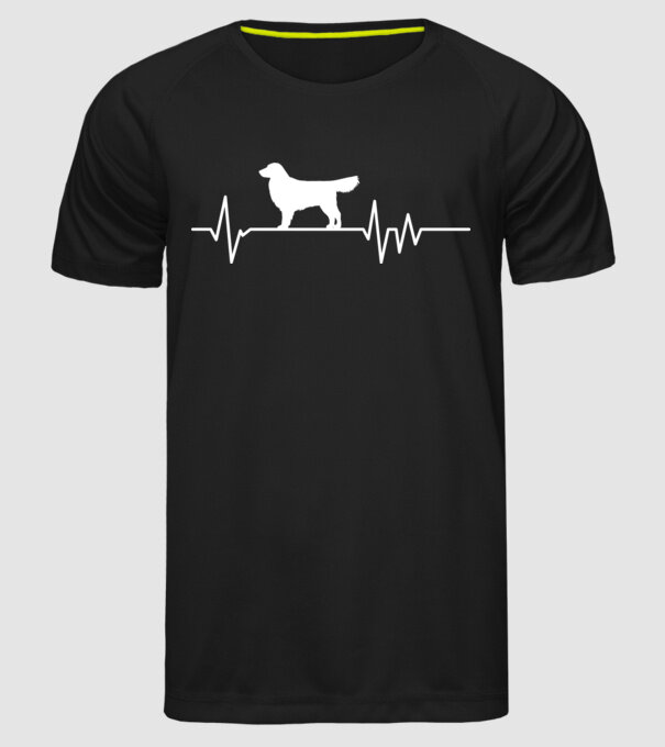 Heartbeat silueta Golden retriever model negru pe tricou