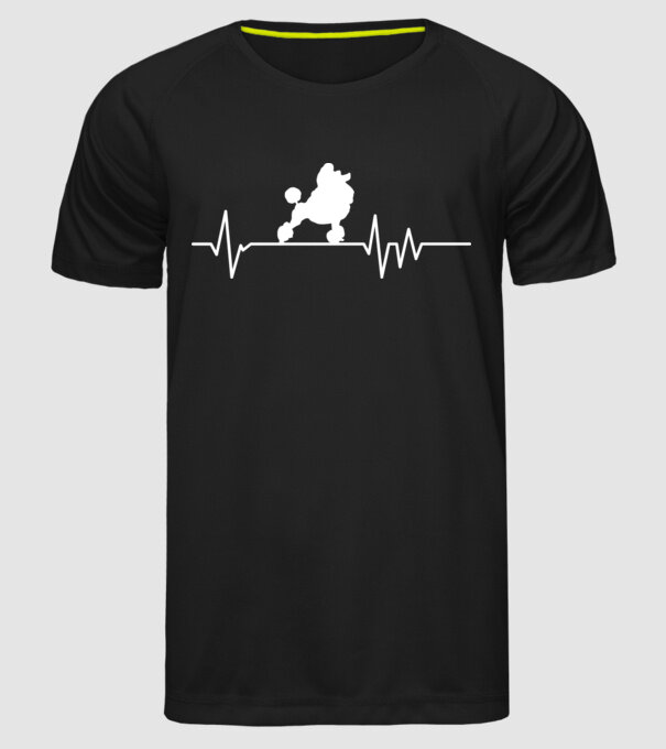 Heartbeat silueta Pudel model negru pe tricou