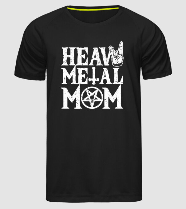 Heavy Metal Mom model negru pe tricou