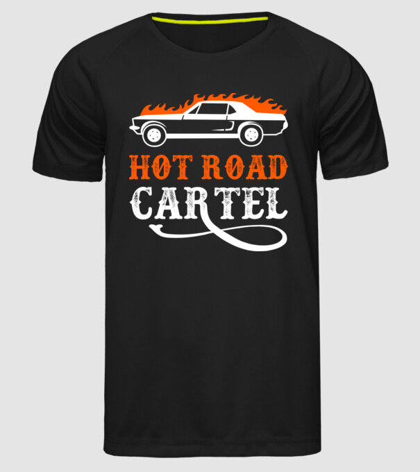 Hot road cartel model negru pe tricou
