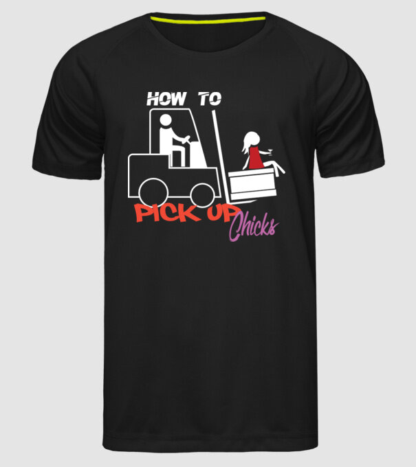 How to Pick up Chicks model negru pe tricou