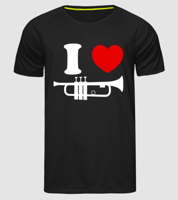 I heart trumpet model negru pe tricou