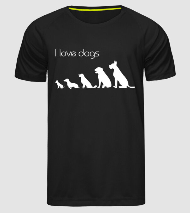 I love dogs model negru pe tricou