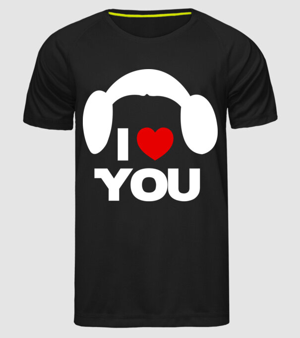 i love u model negru pe tricou