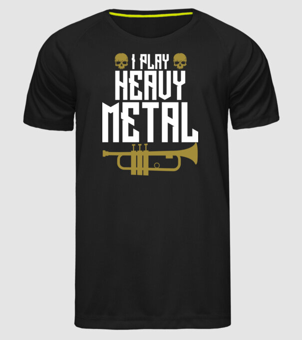 I play heavy metal trumpet model negru pe tricou