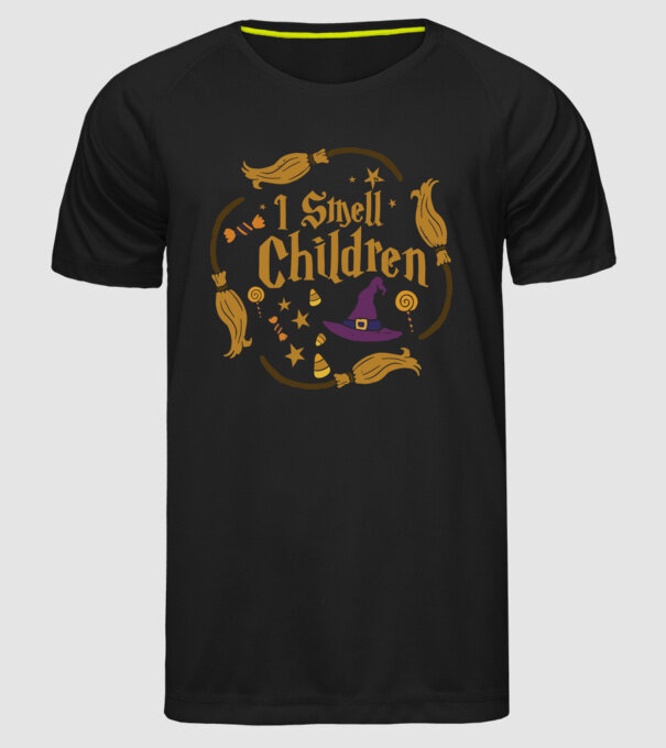I smell children model negru pe tricou