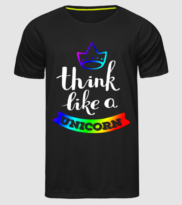 I think like a UNICORN model negru pe tricou