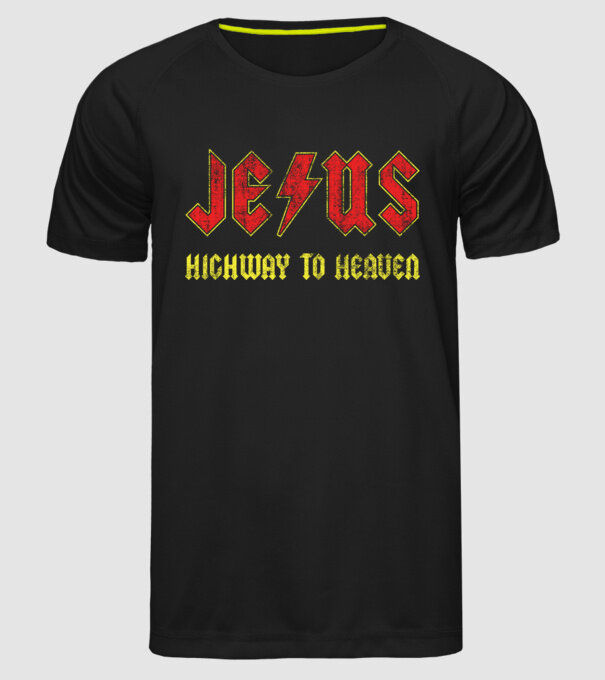 JESUS HIGHWAY TO HEAVEN model negru pe tricou