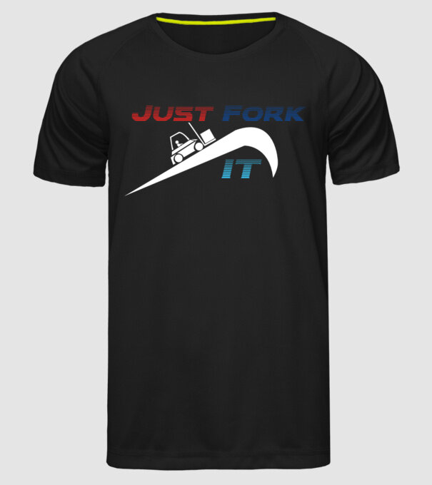 Just Fork It model negru pe tricou
