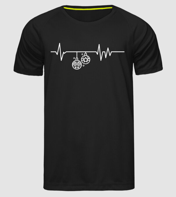 heartbeat Crăciun model negru pe tricou