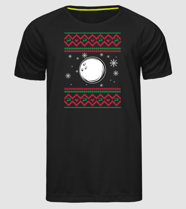Model tricotat de Crăciun - bowling model negru pe tricou