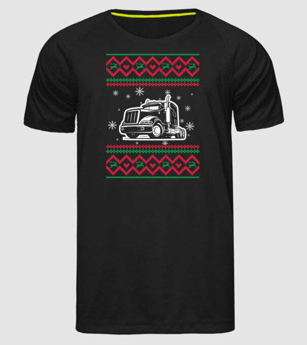 Model tricotat de Crăciun - camion model negru pe tricou