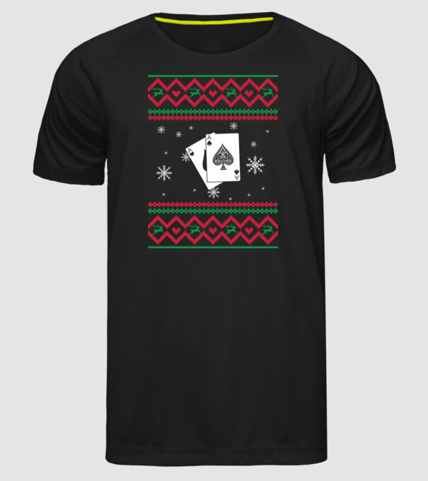 Model tricotat de Crăciun - poker model negru pe tricou