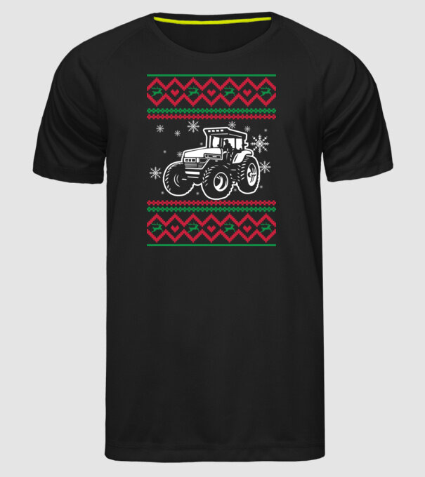 Model tricotat de Crăciun - tractorist model negru pe tricou