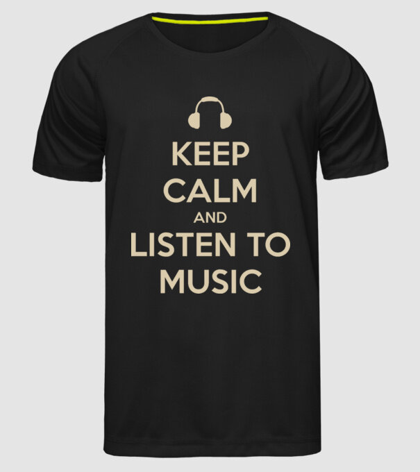 keep calm and listen to music model negru pe tricou