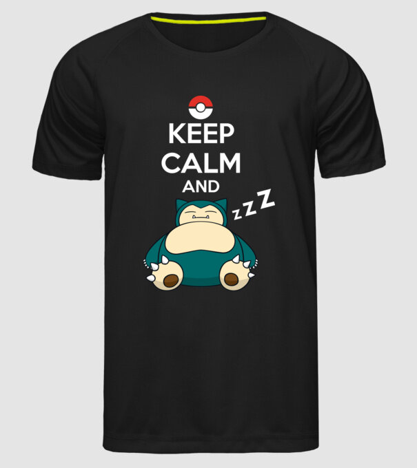 Keep Calm Snorlax model negru pe tricou