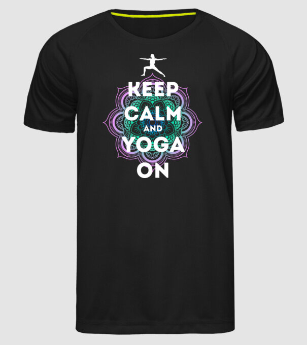 keepcalm yoga white model negru pe tricou