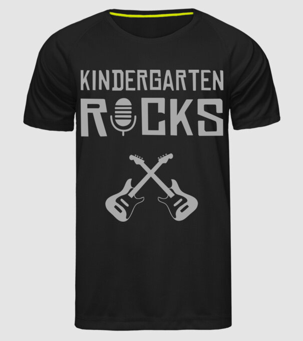 Kindergarten rocks model negru pe tricou