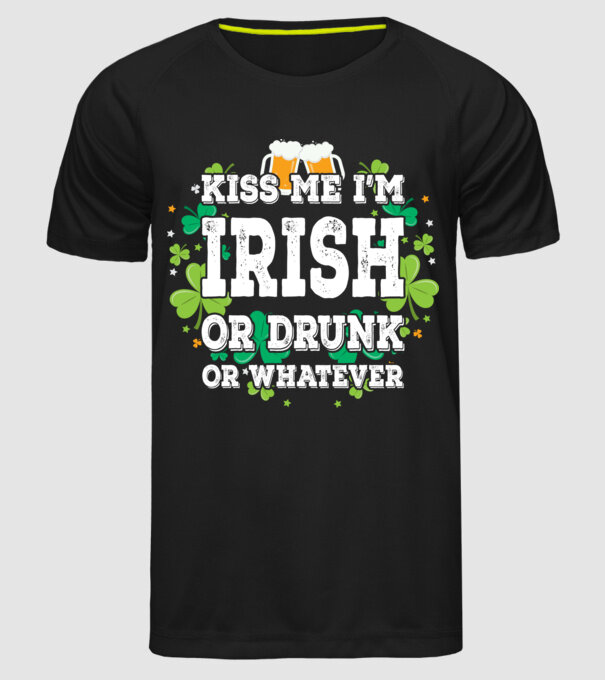 'Kiss me I''m Irish or Drunk' model negru pe tricou