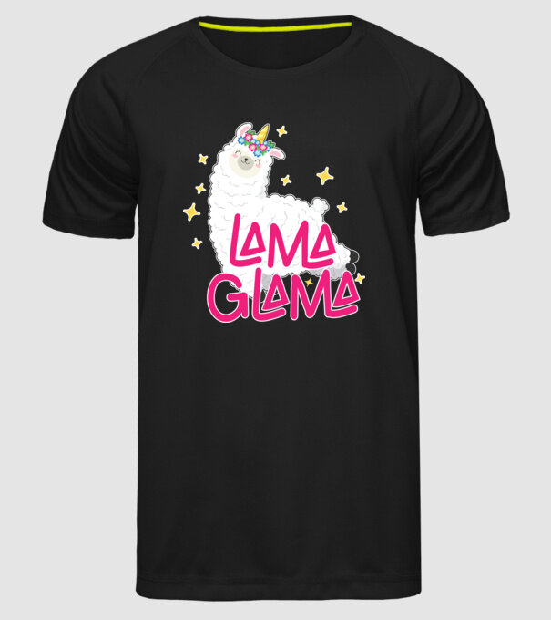 Lama glama model negru pe tricou