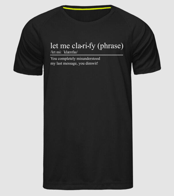 Let me clarify model negru pe tricou