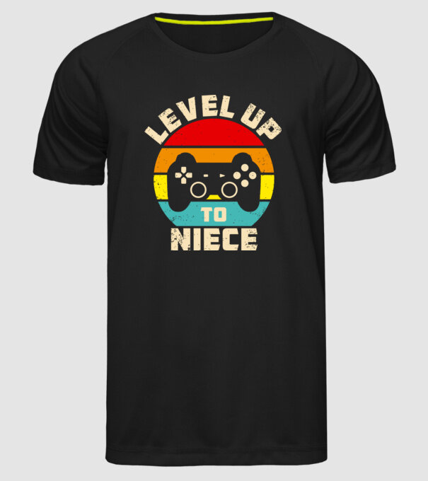 Level Up Niece model negru pe tricou