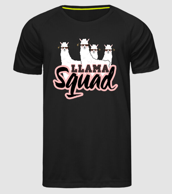 Llama squad model negru pe tricou
