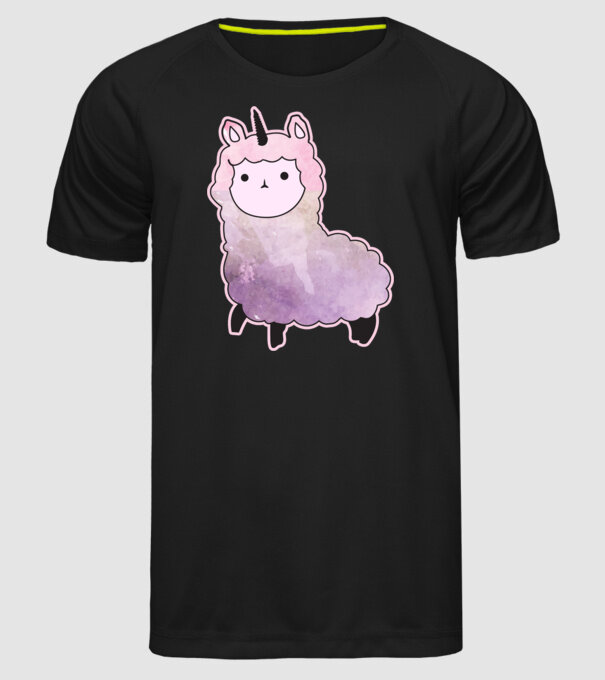 Llamacorn cutie model negru pe tricou