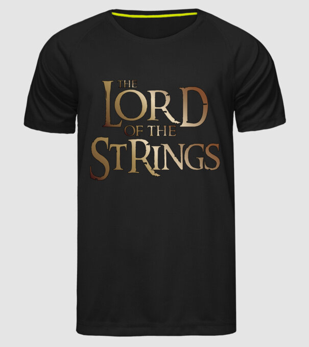 Lord of the Strings model negru pe tricou