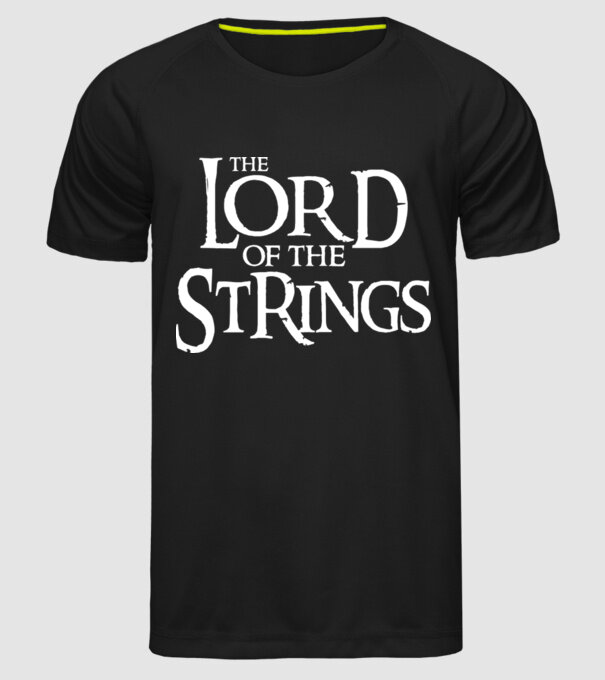 Lord of the Strings model negru pe tricou