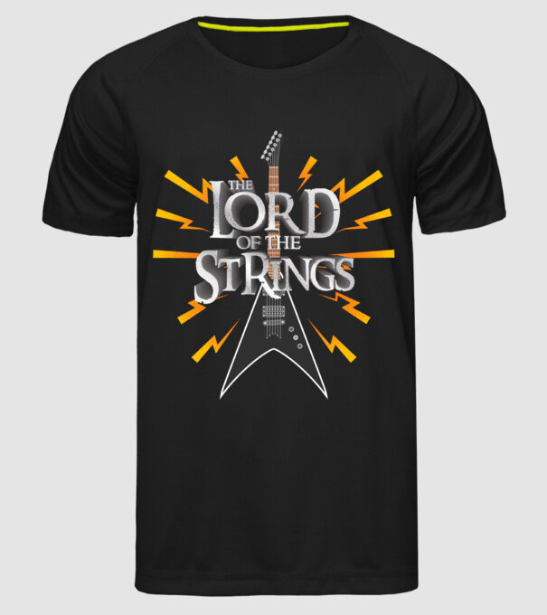Lord of the Strings model negru pe tricou
