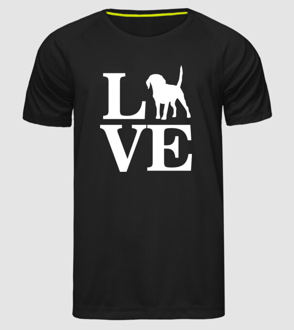 LOVE BEAGLE model negru pe tricou