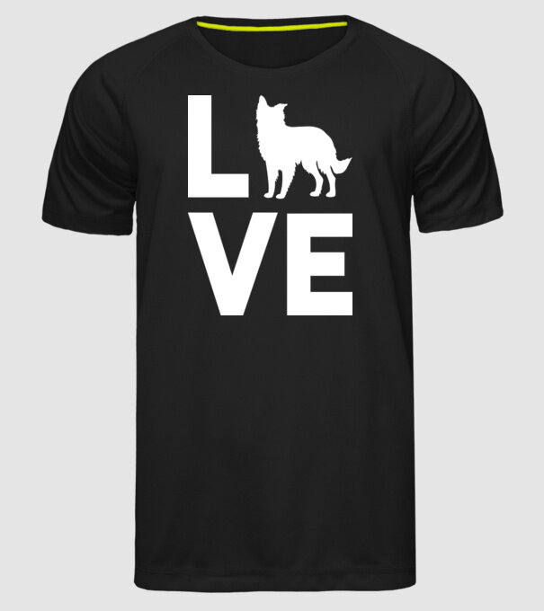 LOVE Border Collie model negru pe tricou