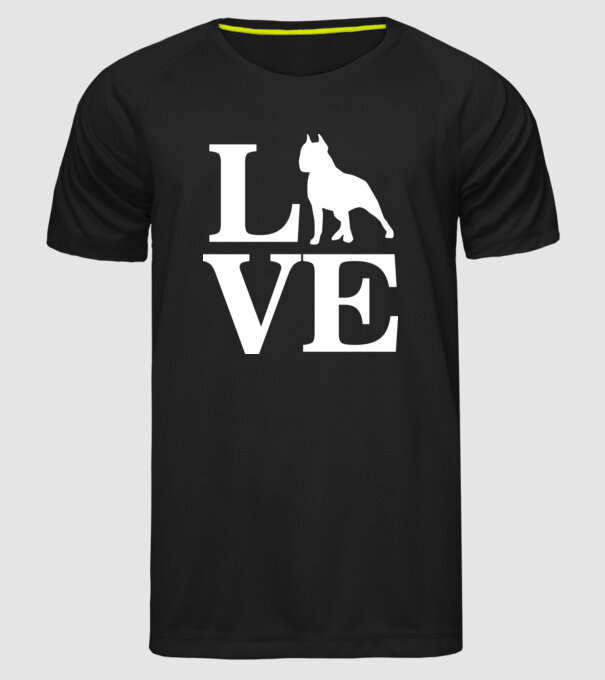 LOVE BULLDOG model negru pe tricou