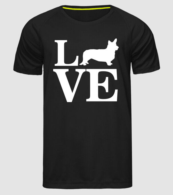 LOVE CORGIE model negru pe tricou