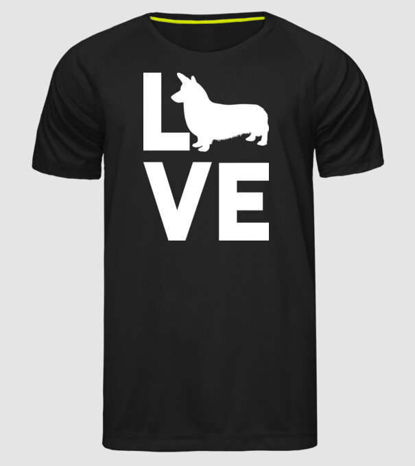 LOVE Corgie model negru pe tricou