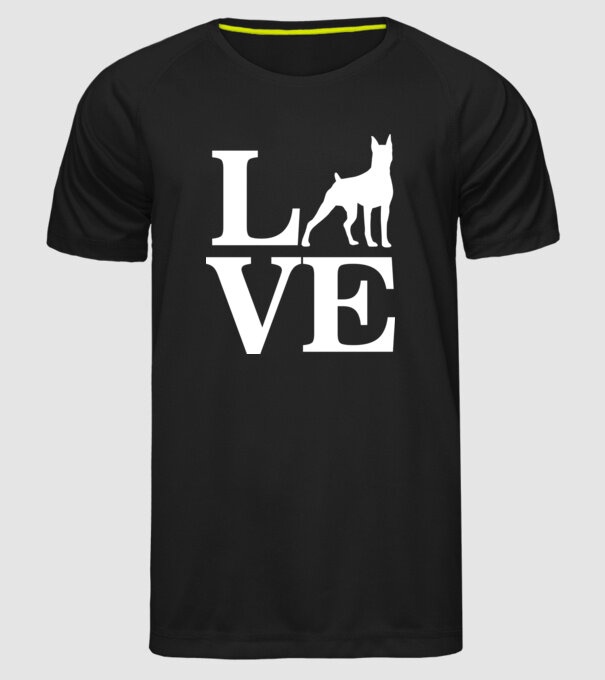 LOVE DOBBERMAN model negru pe tricou