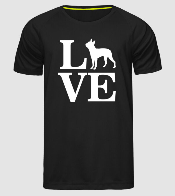 LOVE FRANCIA BULLDOG model negru pe tricou