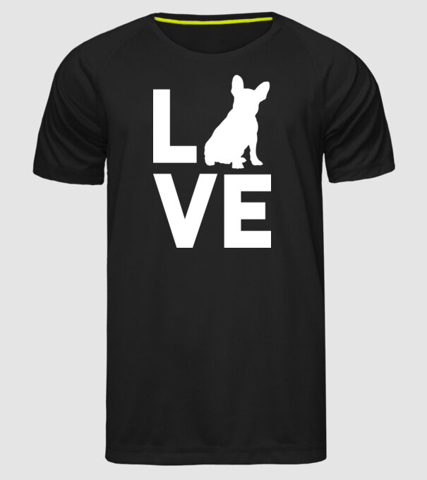 LOVE Bulldog francez model negru pe tricou