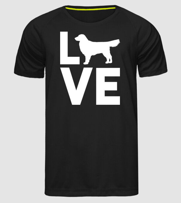 LOVE Golden Retriever model negru pe tricou