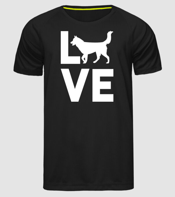 LOVE Husky model negru pe tricou