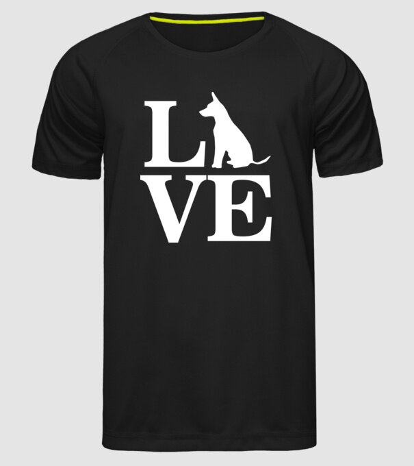 Love câini model negru pe tricou