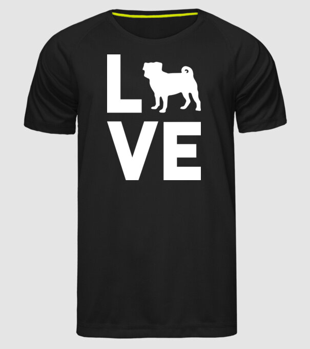 LOVE Mops model negru pe tricou