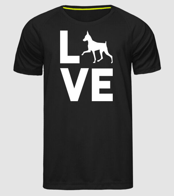 LOVE Pinscher model negru pe tricou