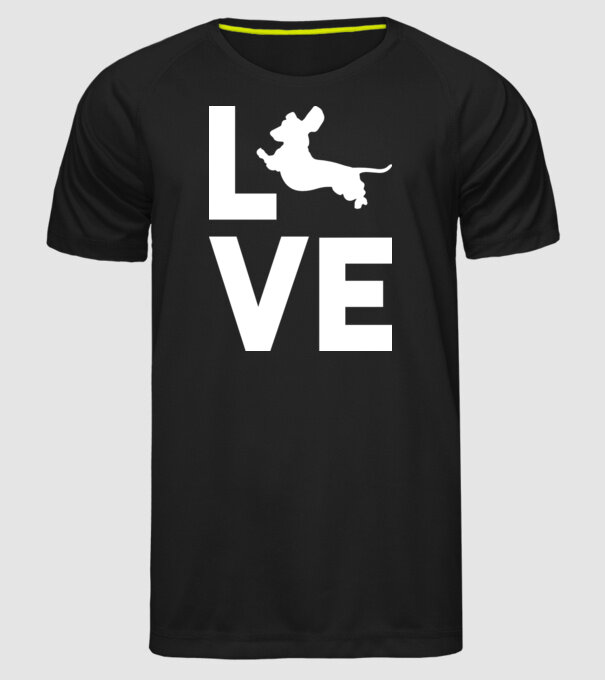 LOVE Teckel model negru pe tricou
