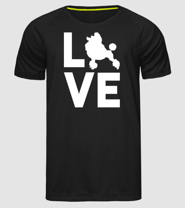 LOVE Pudel model negru pe tricou