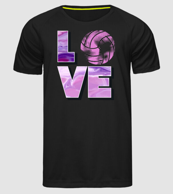 Love volleyball model negru pe tricou